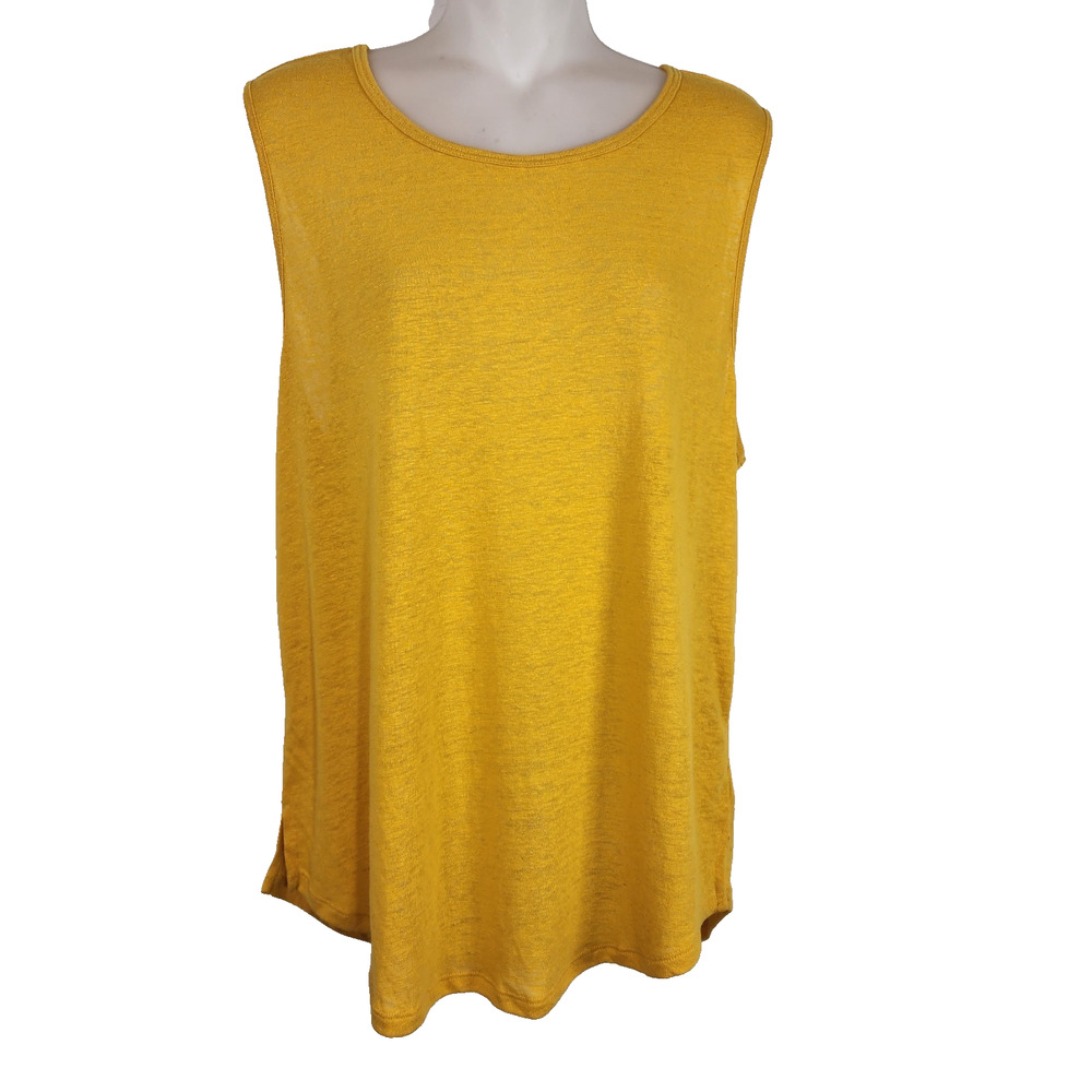Old Navy Women Relaxed Knotted Tie Cut Out Back Linen Blend Sleeveless Top Large